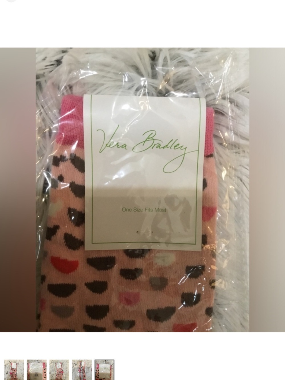 Vera Bradley Foxy Socks Blush Half Moons Pink One Size Fits Most NWT - Picture 5 of 9
